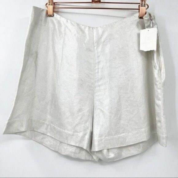 Alberto Makali Pants - Alberto Makali Shorts Linen silver Metallic shorts high rise size8 BoxF